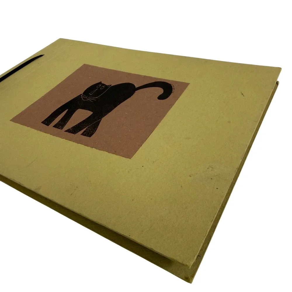 VTG Felice Botta Firenze Italy Handmade Cat Photo Album Scrapbook‎ Paper Journal
